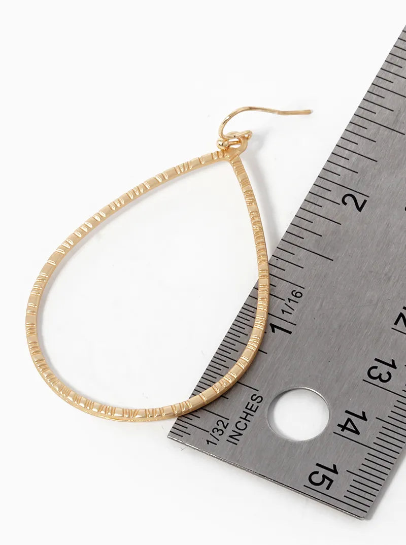 Textured Metal Teardrop Dangle Earrings