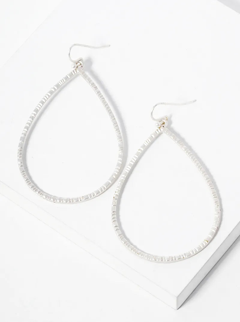 Textured Metal Teardrop Dangle Earrings