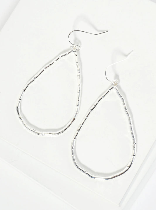 Textured Metal Teardrop Dangle Earrings