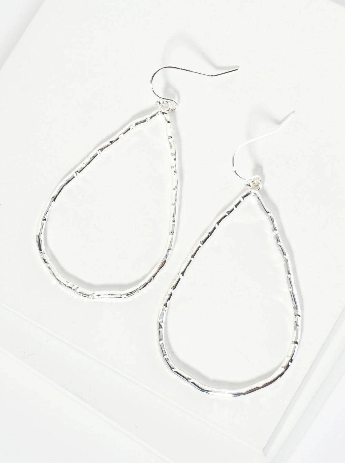 Textured Metal Teardrop Dangle Earrings