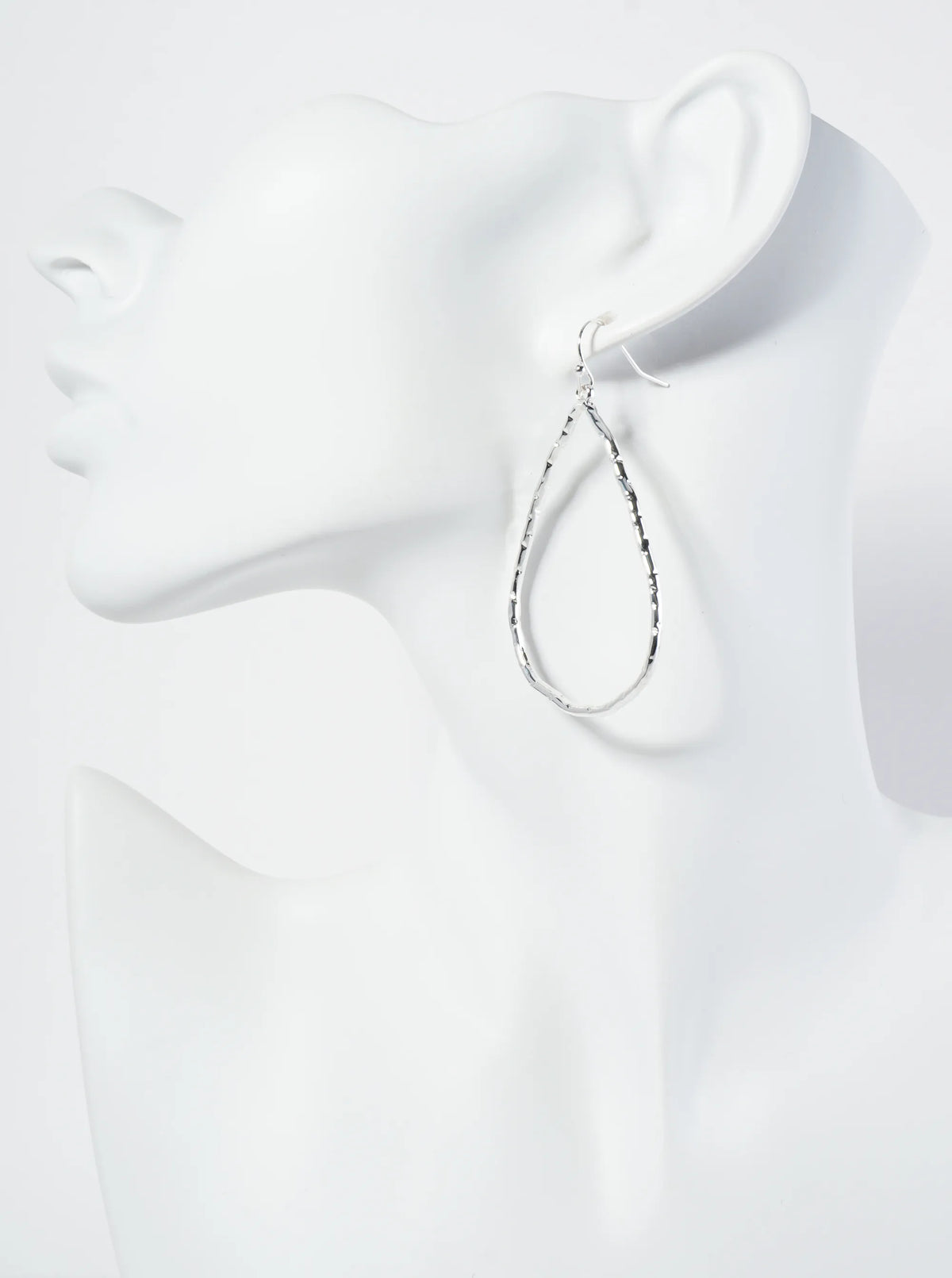 Textured Metal Teardrop Dangle Earrings