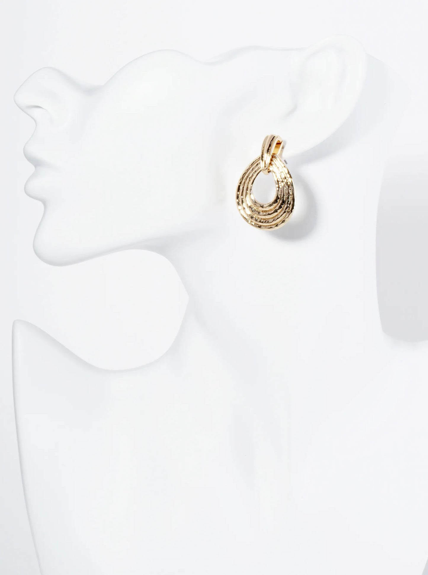 Textured Metal Teardrop Post Earrings