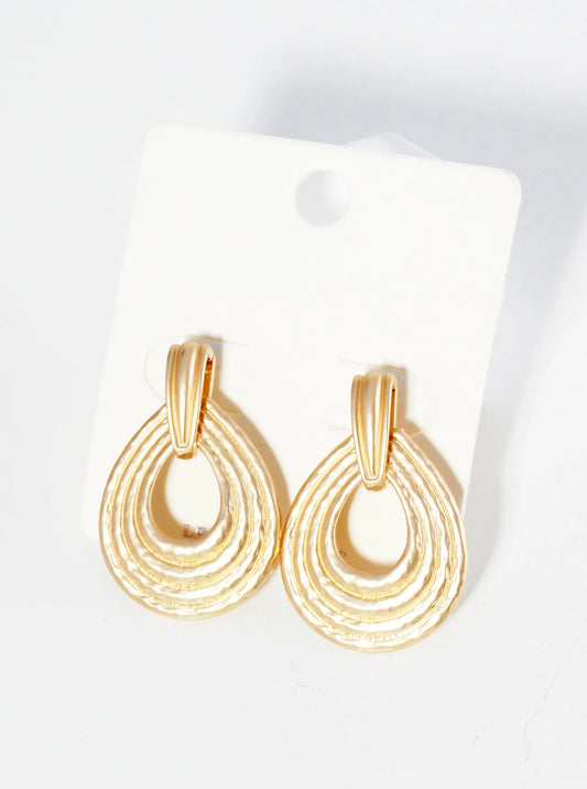 Textured Metal Teardrop Post Earrings