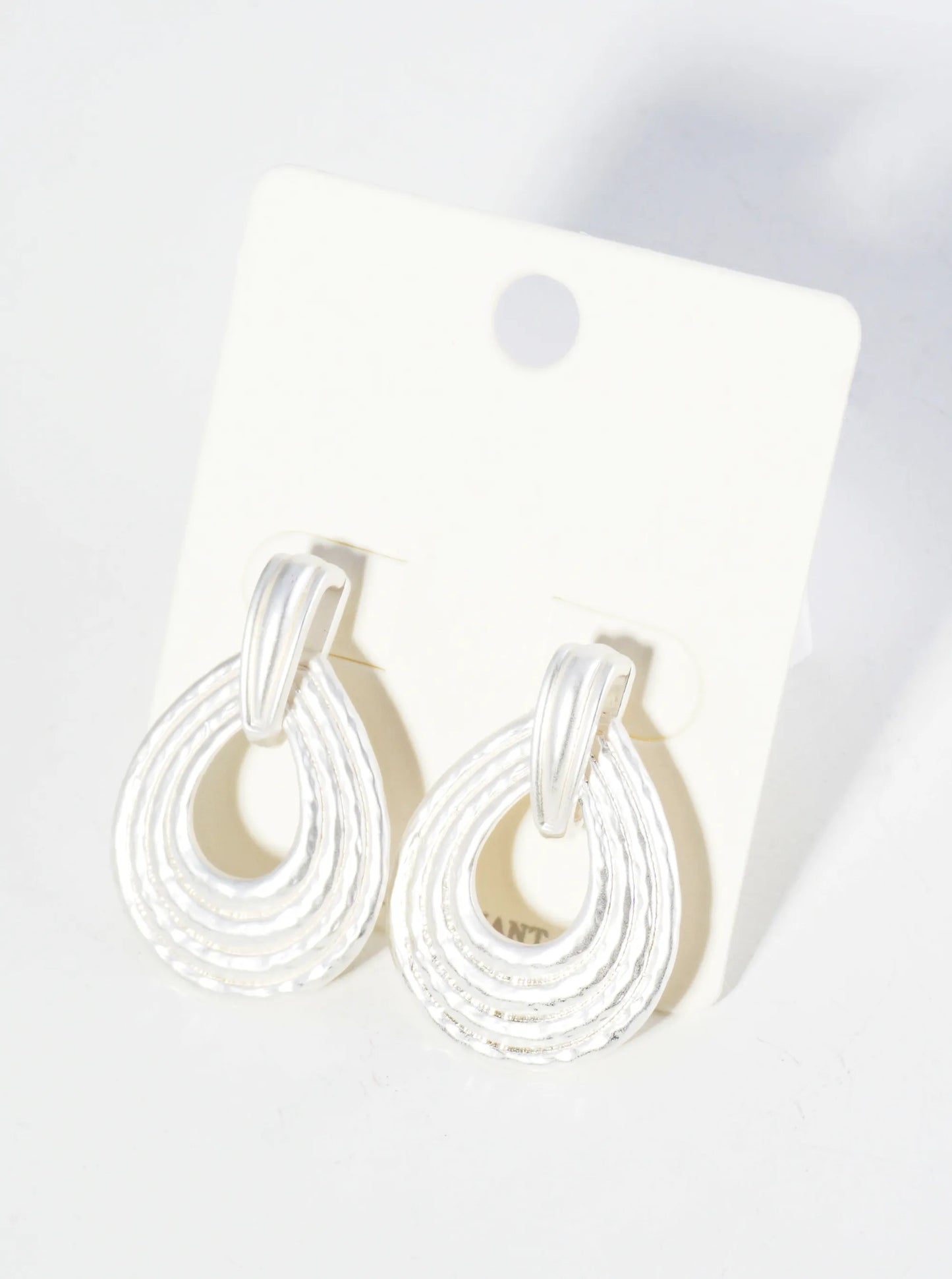 Textured Metal Teardrop Post Earrings
