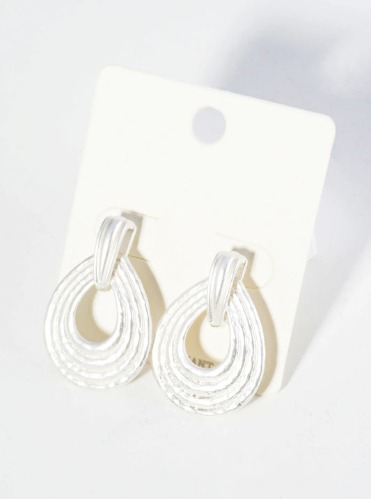 Textured Metal Teardrop Post Earrings