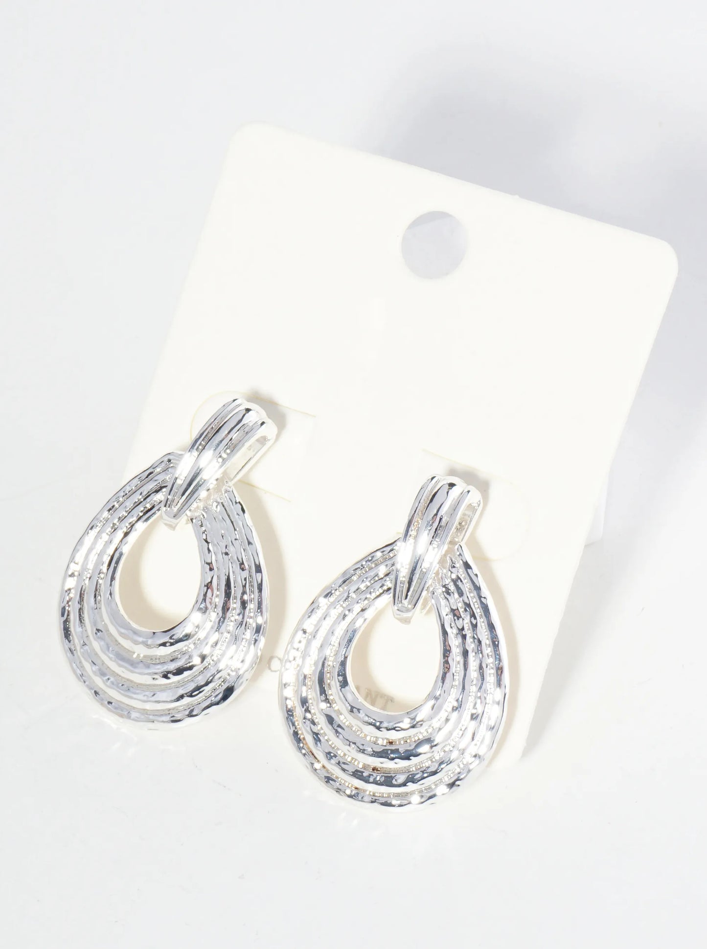 Textured Metal Teardrop Post Earrings