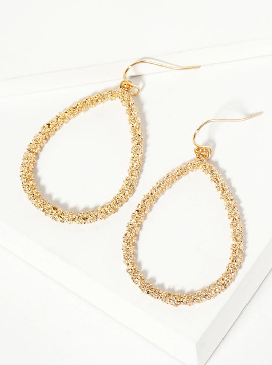 Textured Metal Teardrop-Shaped Dangle Earrings