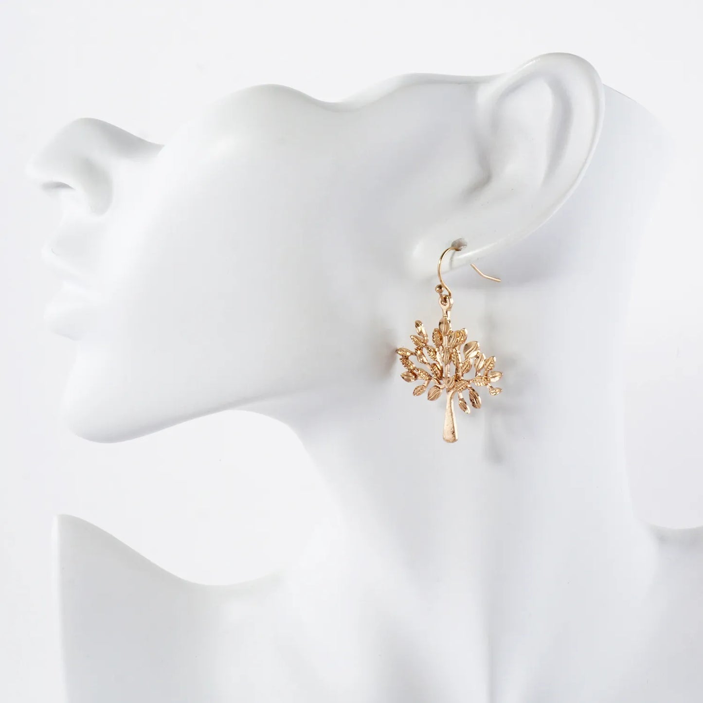 Textured Metal Tree-of-Life Dangle Earrings