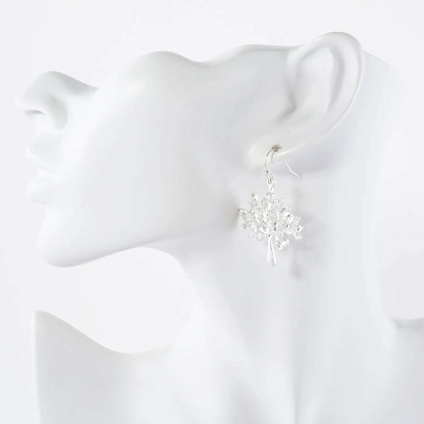 Textured Metal Tree-of-Life Dangle Earrings