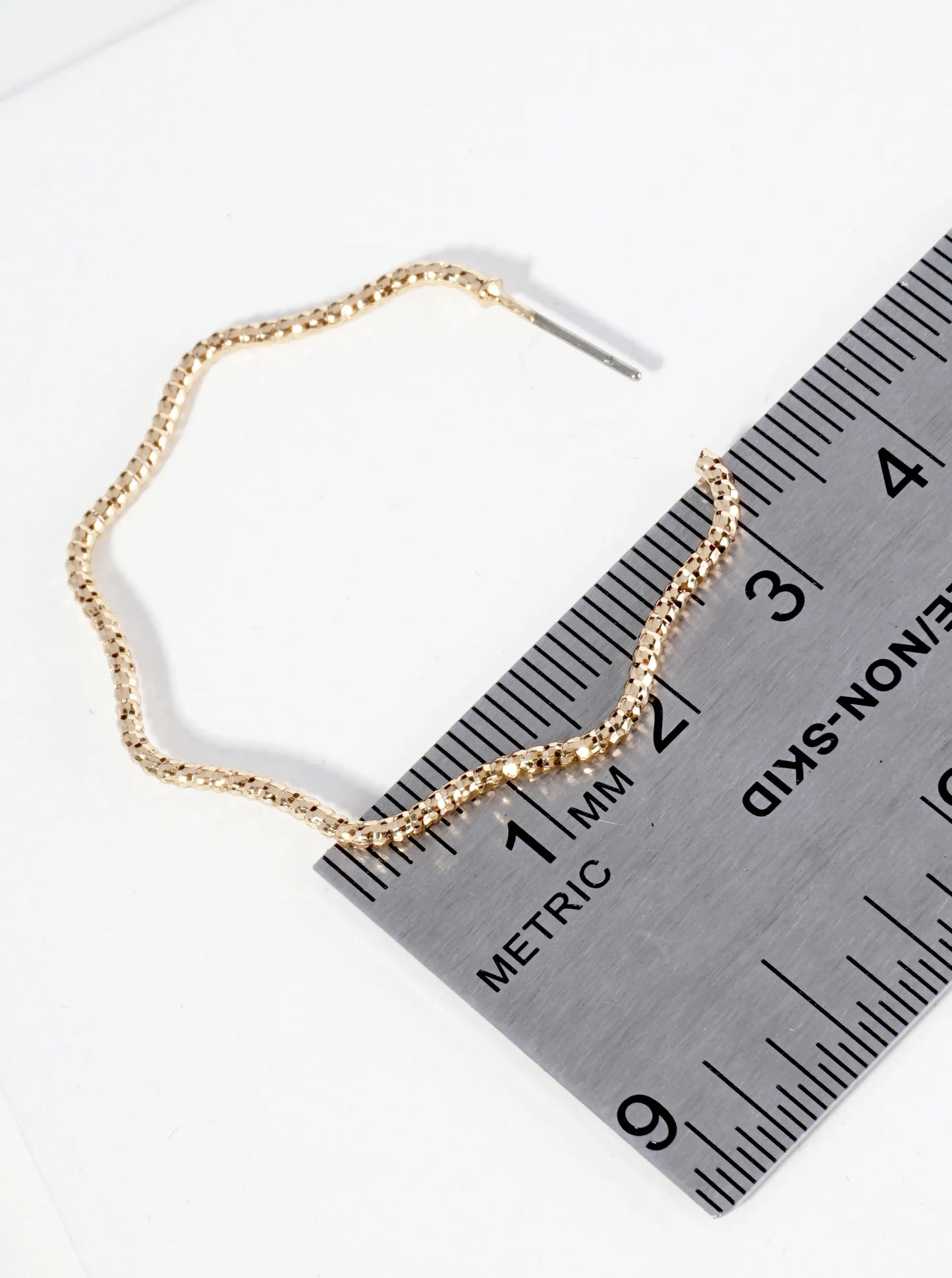 Textured Metal Wavy Open Hoop Earrings