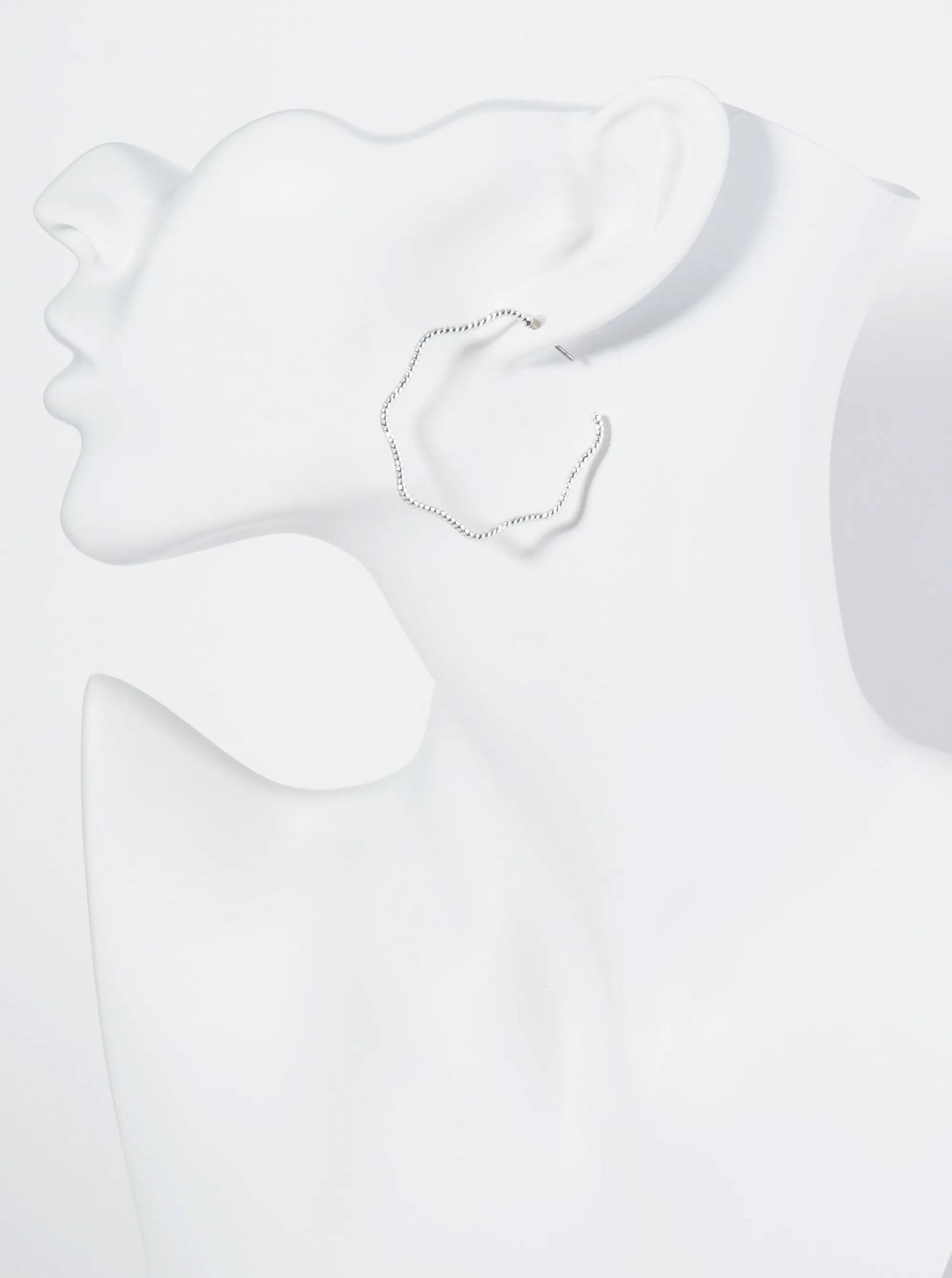 Textured Metal Wavy Open Hoop Earrings