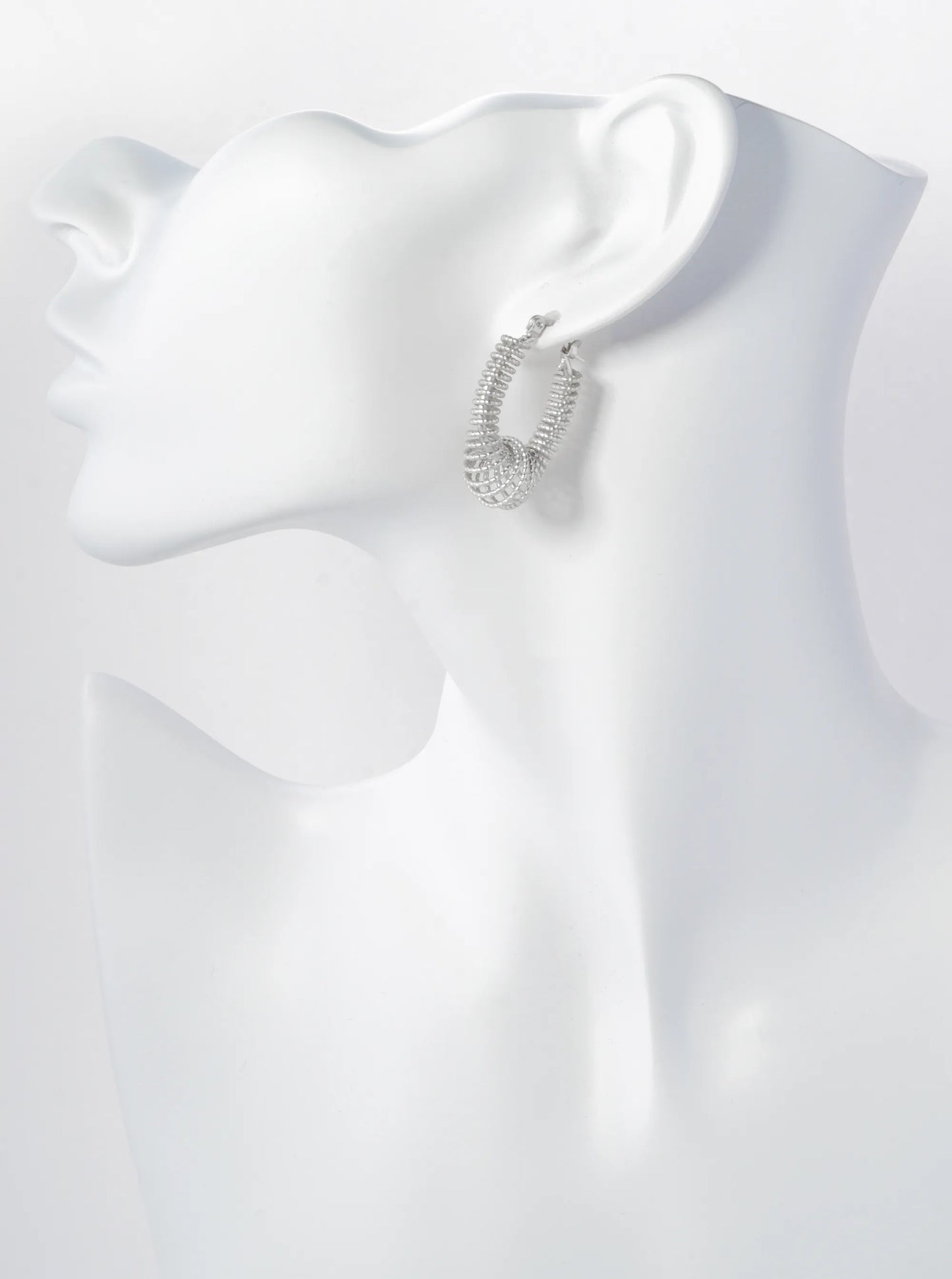 Textured Metal Wire Spiral Oval Hoop Earrings