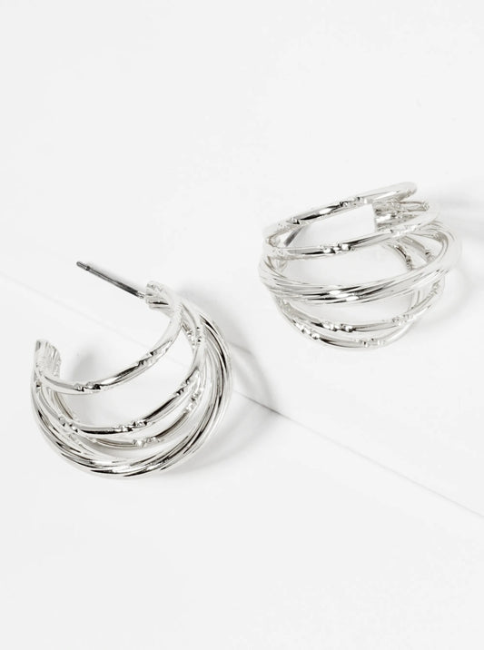 Textured Multi-Layer 25mm Open Hoop Earrings