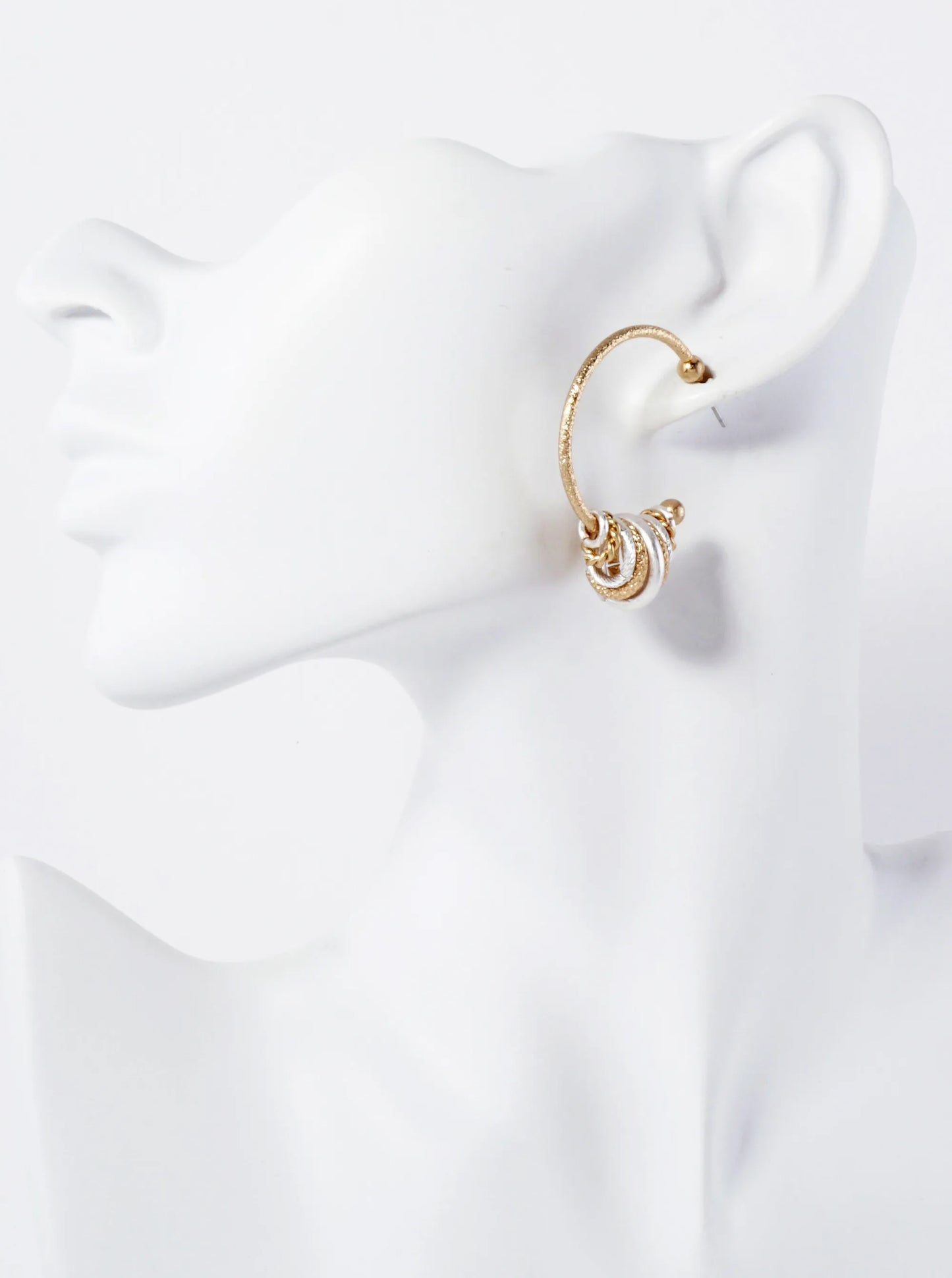 Textured O-Ring Accent 30mm Open Hoop Earrings