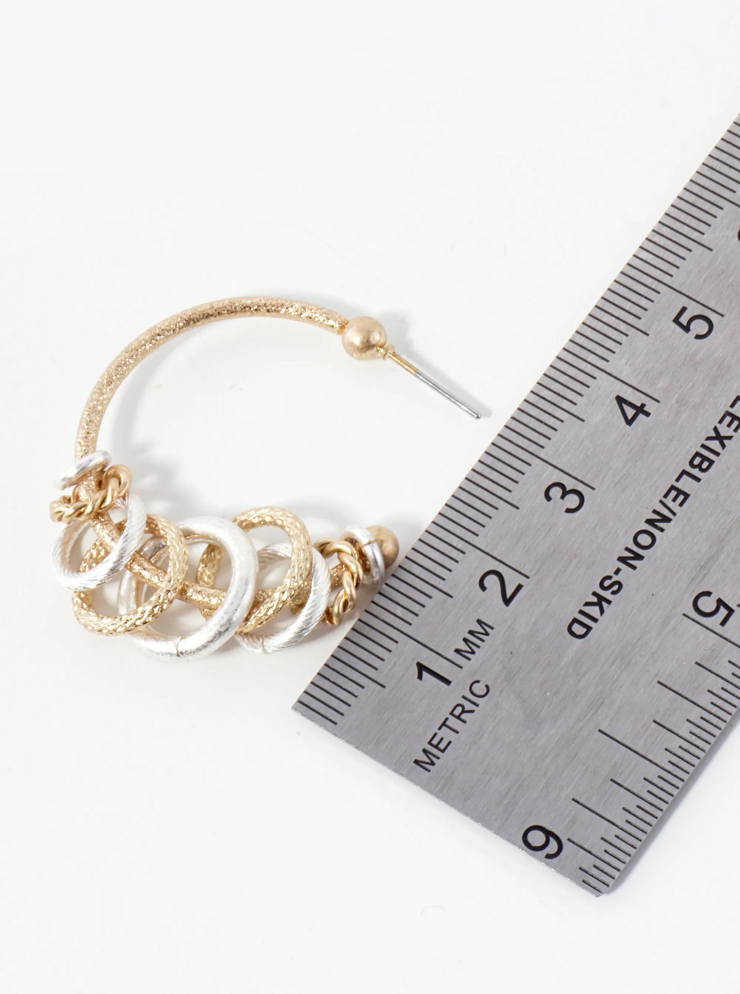 Textured O-Ring Accent 30mm Open Hoop Earrings