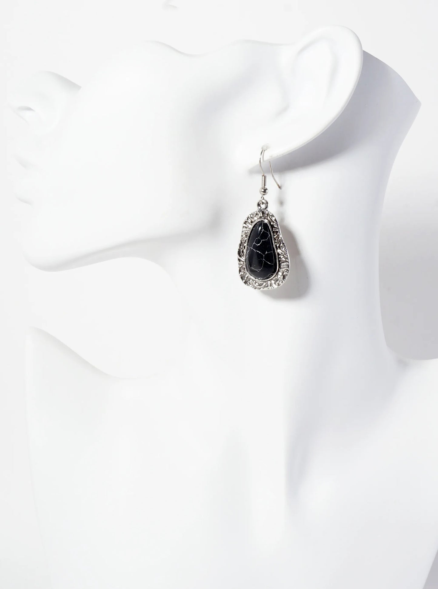 Textured Organic-Shaped Semi-Precious Natural-Stone Western Dangle Earrings