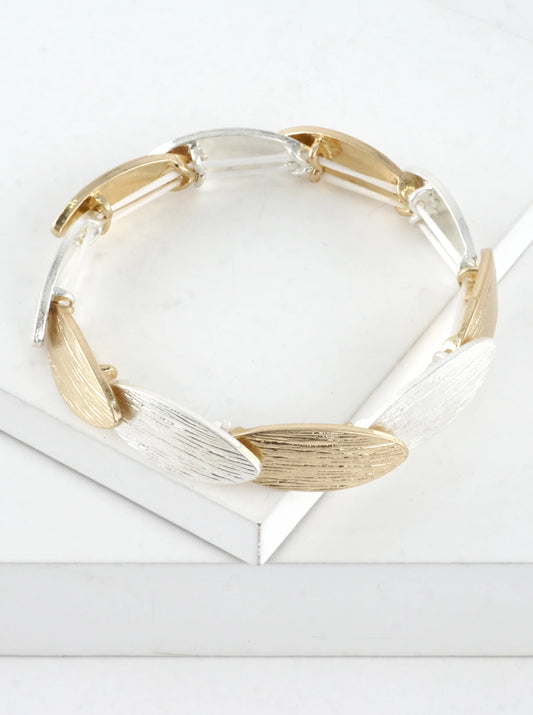 Textured Oval Overlap Stretch Bracelet