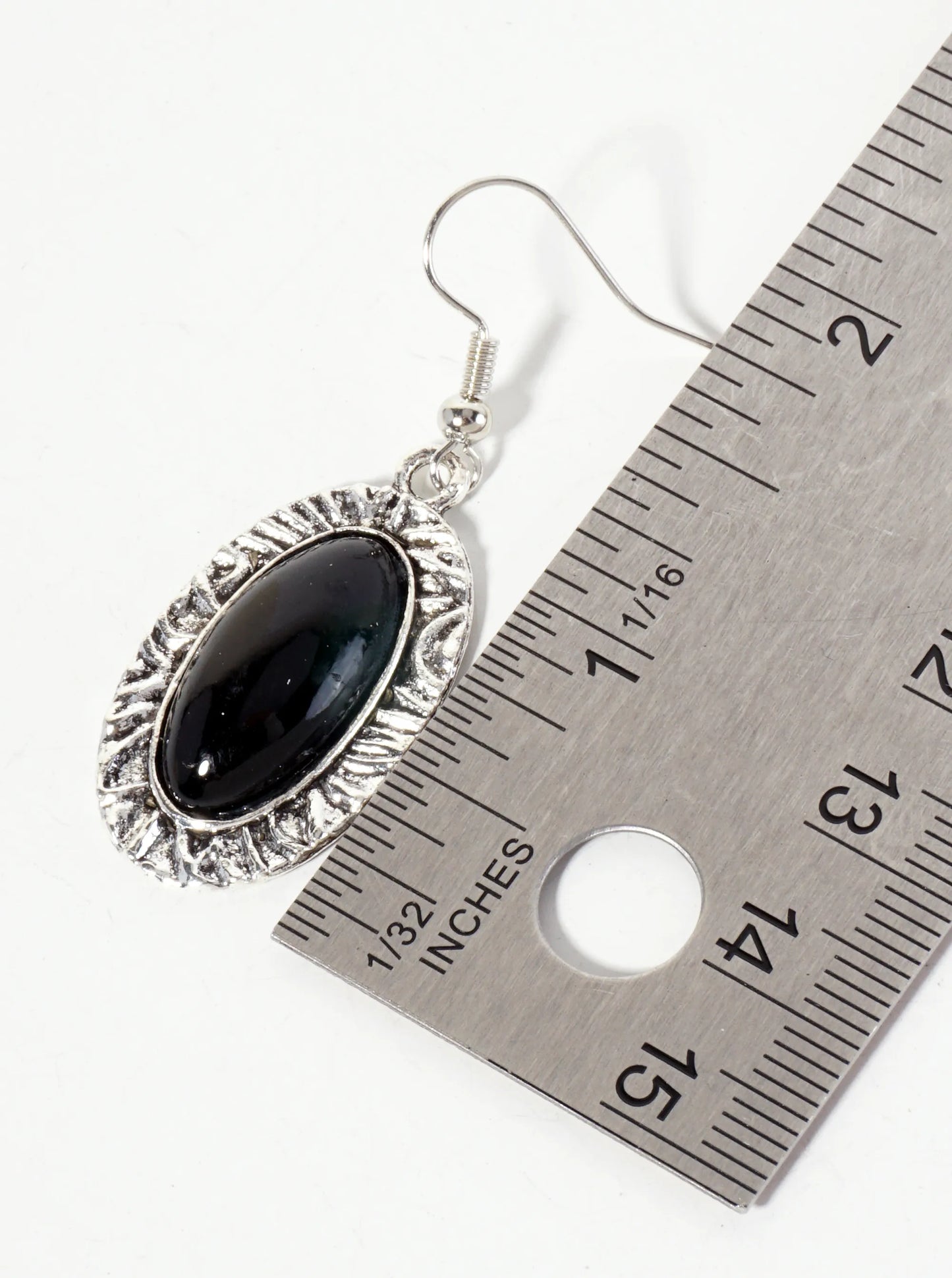 Textured Oval-Shaped Semi-Precious Natural-Stone Dangle Drop Earrings