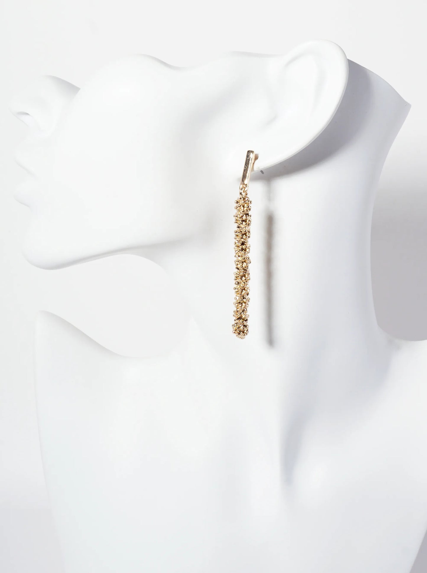 Textured Polished Metal Bar Drop Dangle Post Earrings
