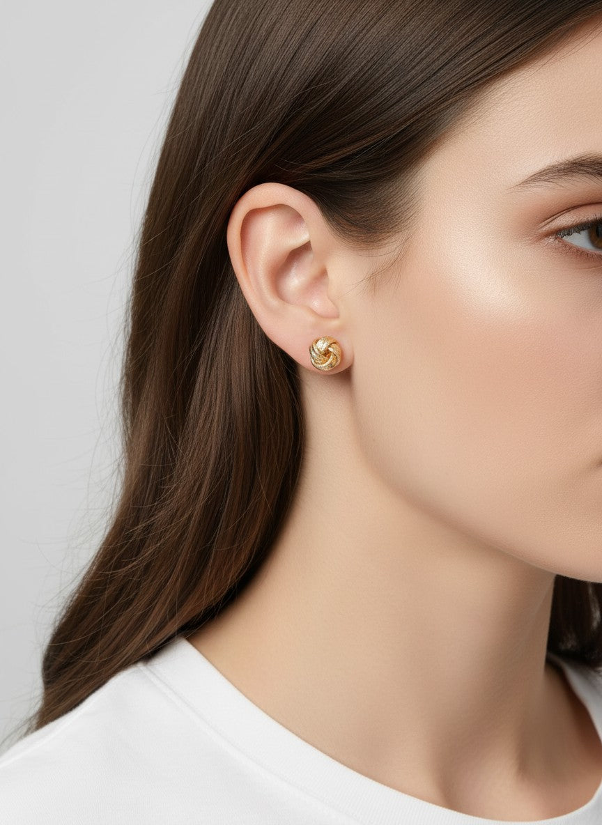 Textured Ribbed Knot Stud Earrings