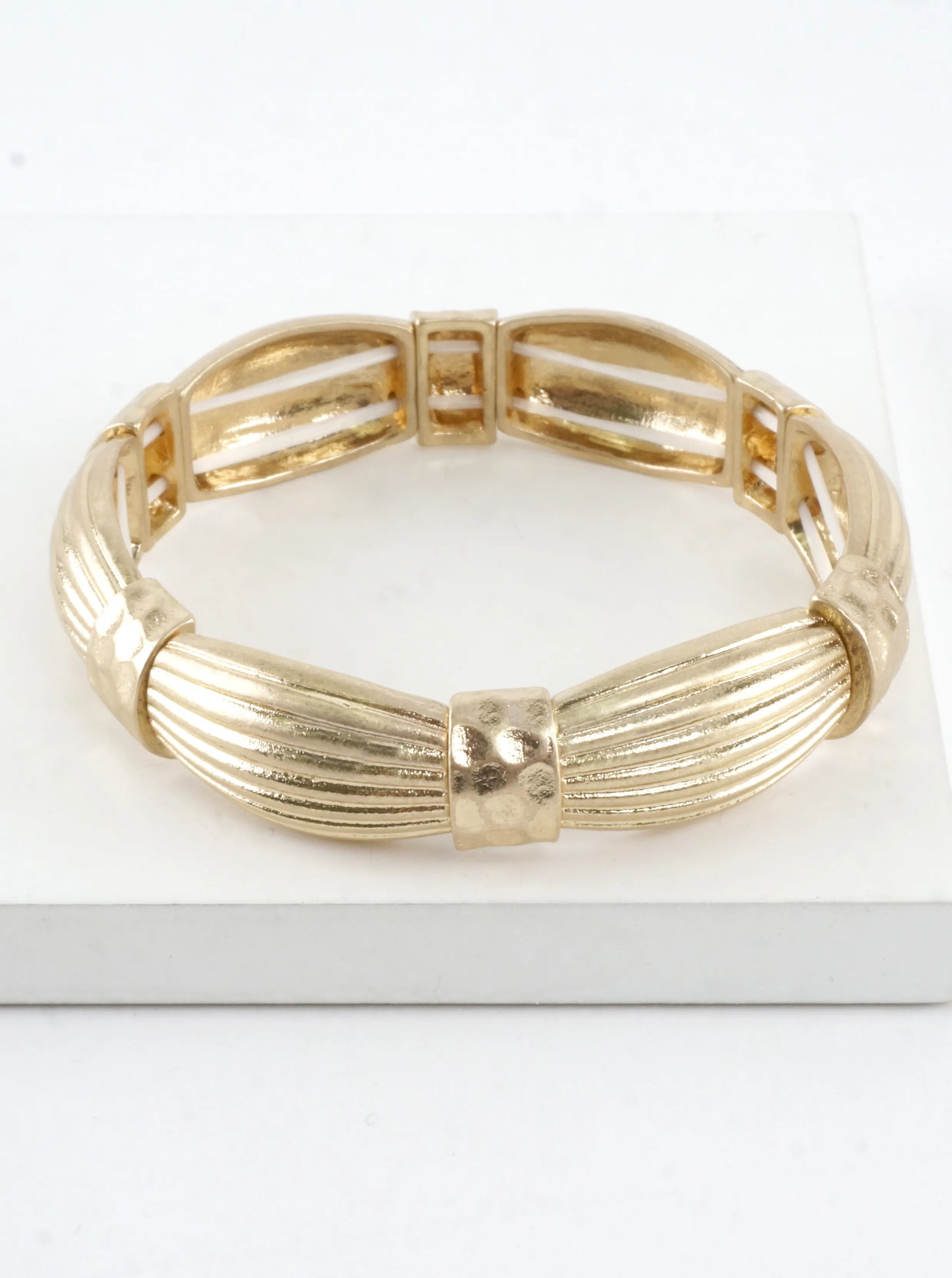 Textured Ribbed Sections Stretch Bracelet