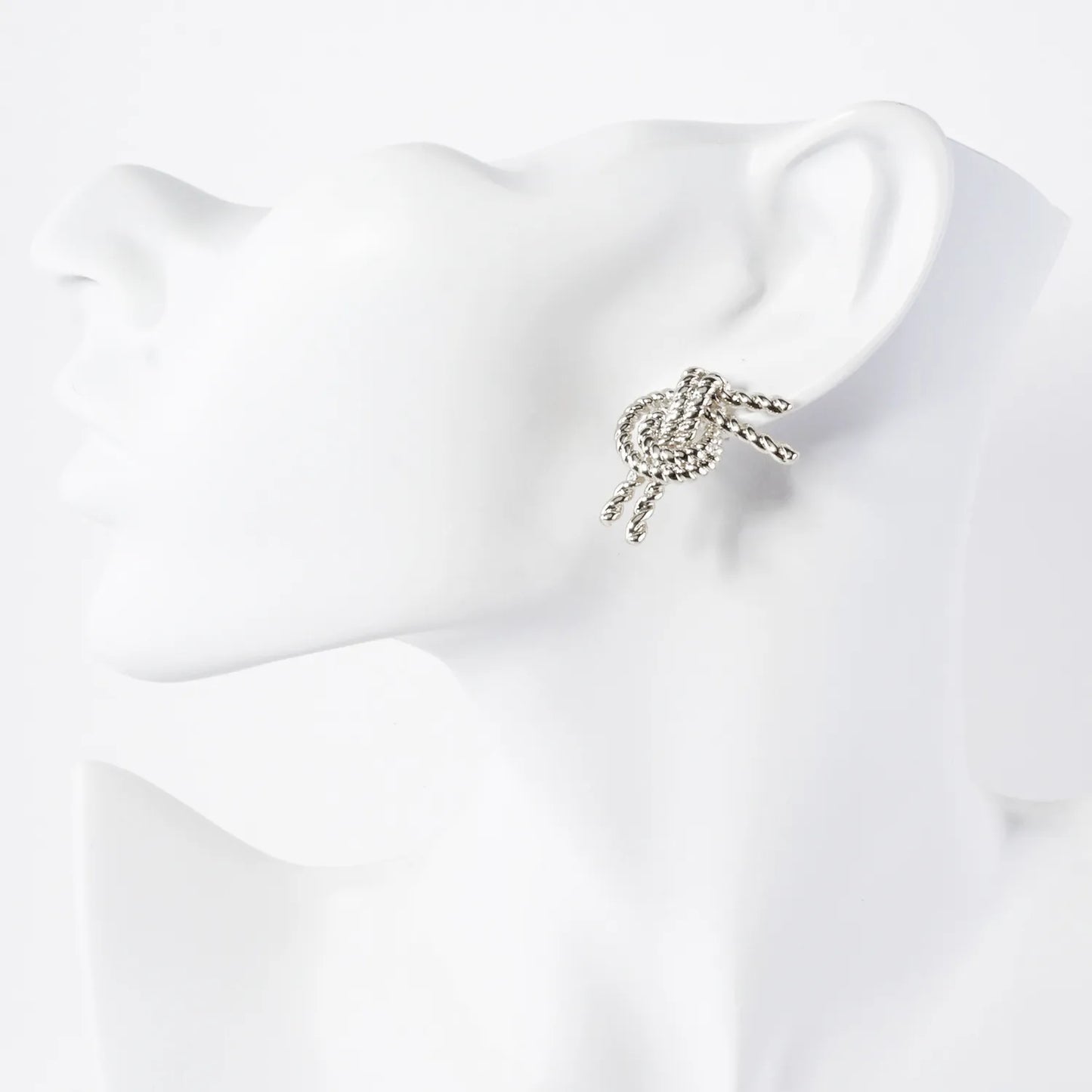 Textured Rope Knot Design 14K-Gold-Dipped Brass Stud Earrings