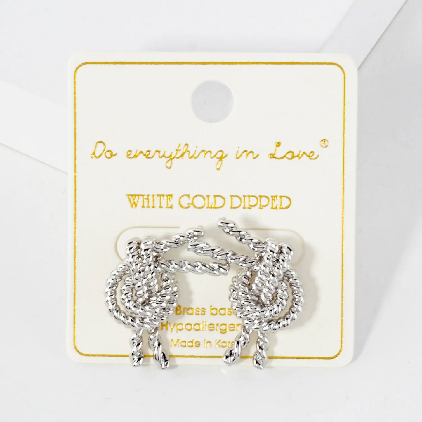 Textured Rope Knot Design 14K-Gold-Dipped Brass Stud Earrings
