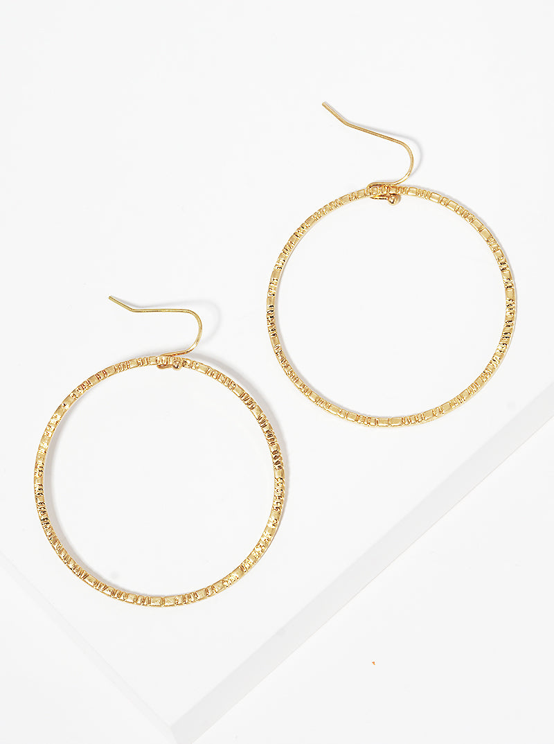 Textured Round Circle Drop Earrings