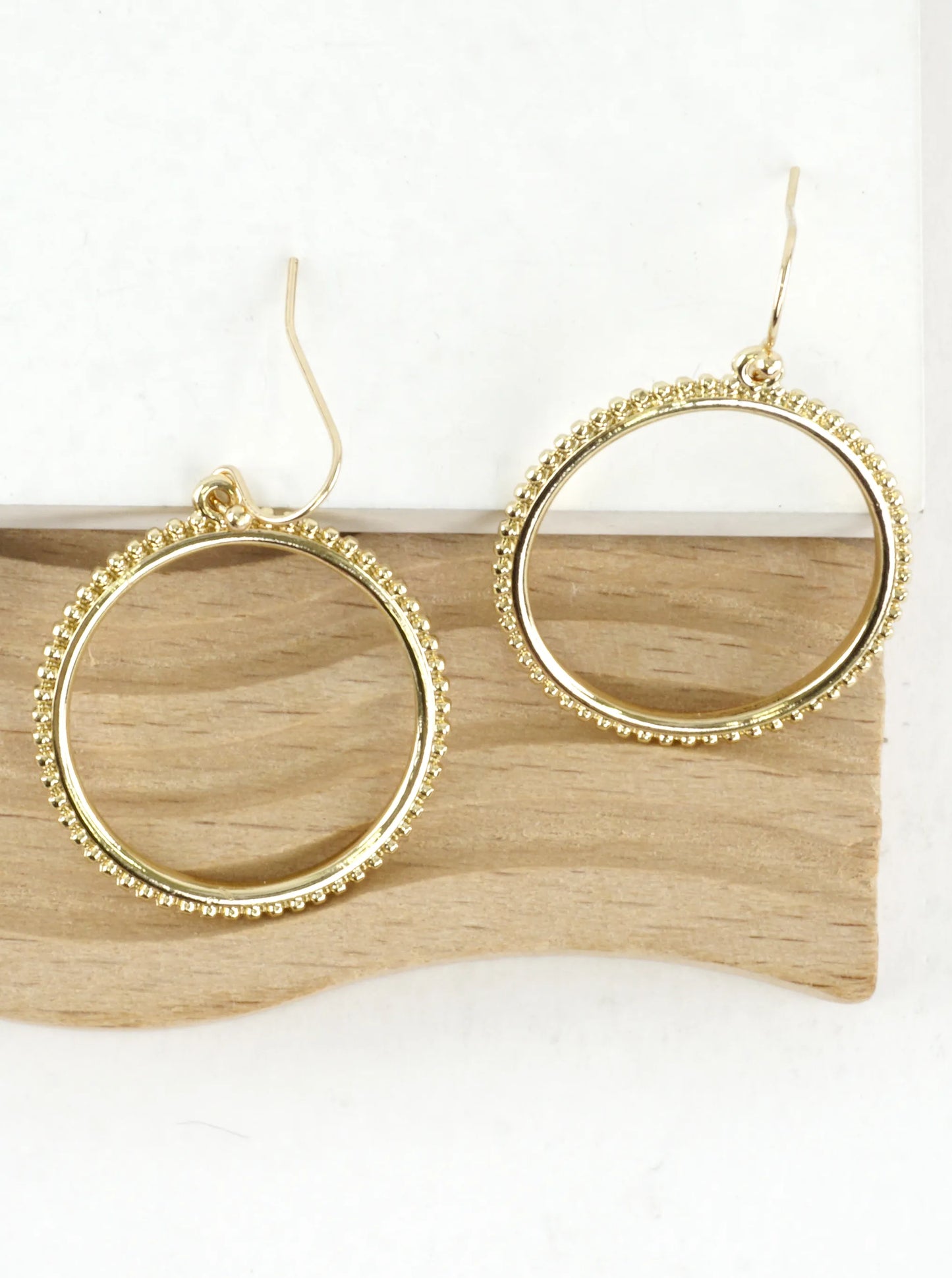 Textured Round Circle Drop Earrings