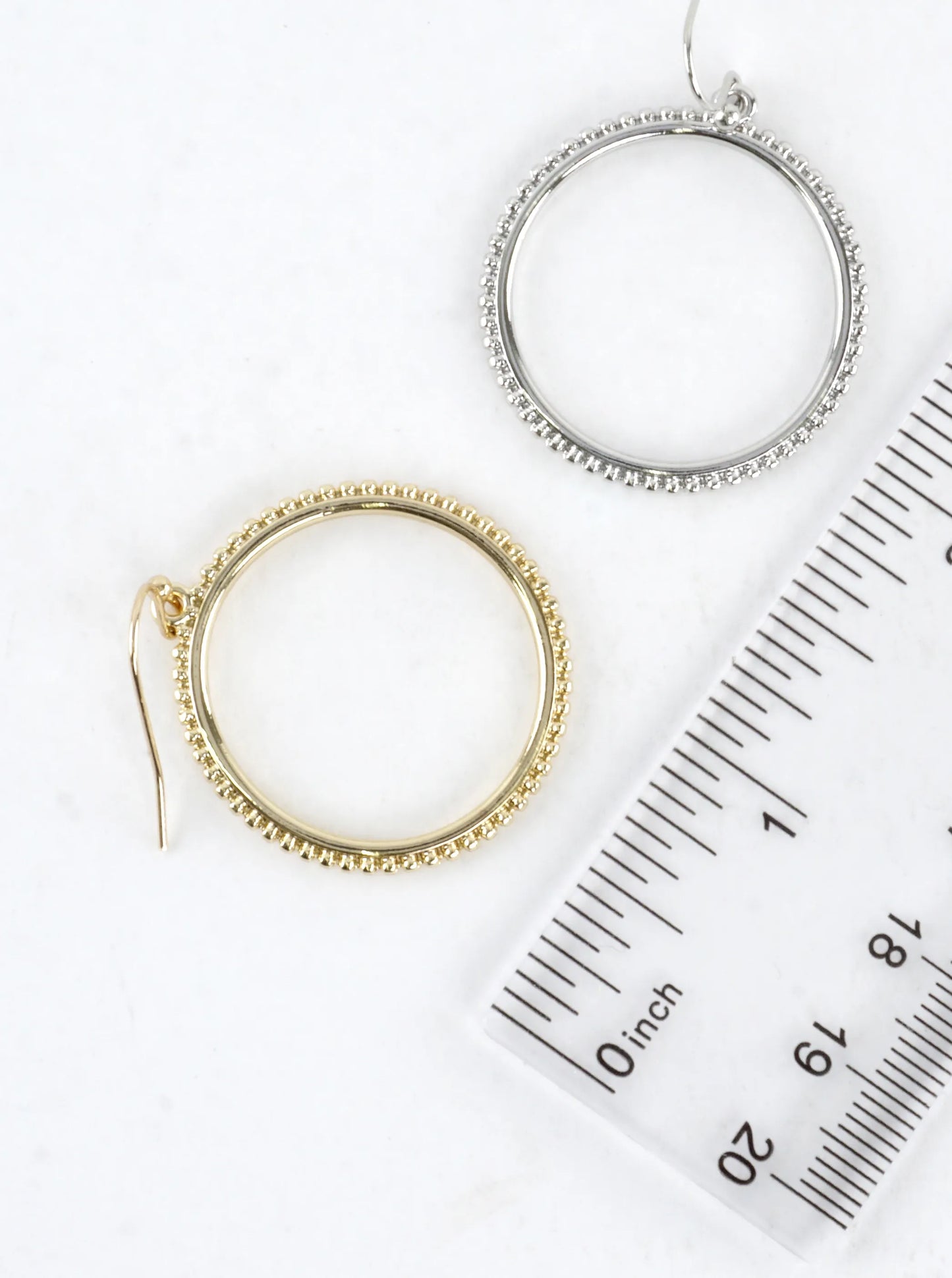 Textured Round Circle Drop Earrings