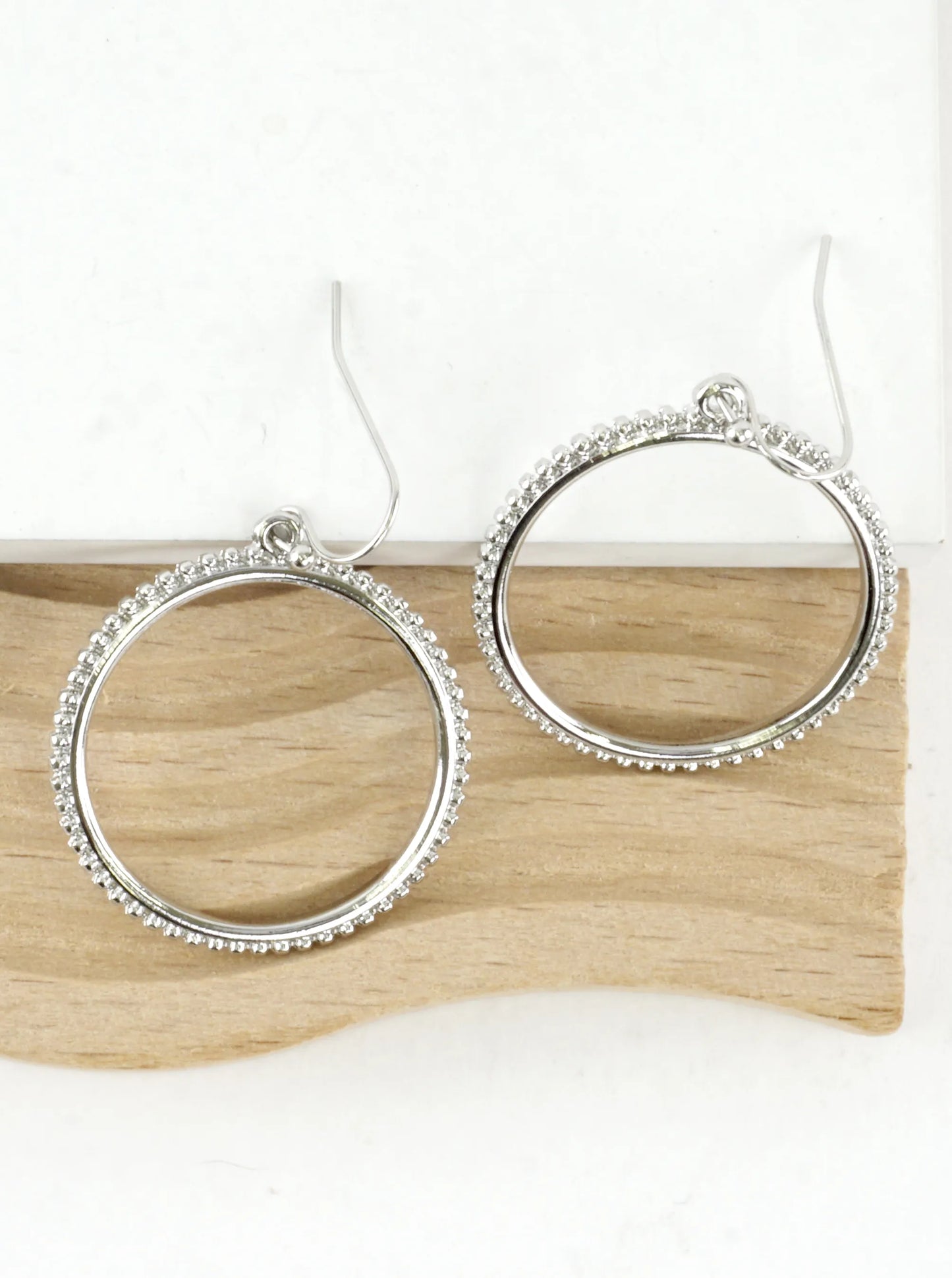 Textured Round Circle Drop Earrings