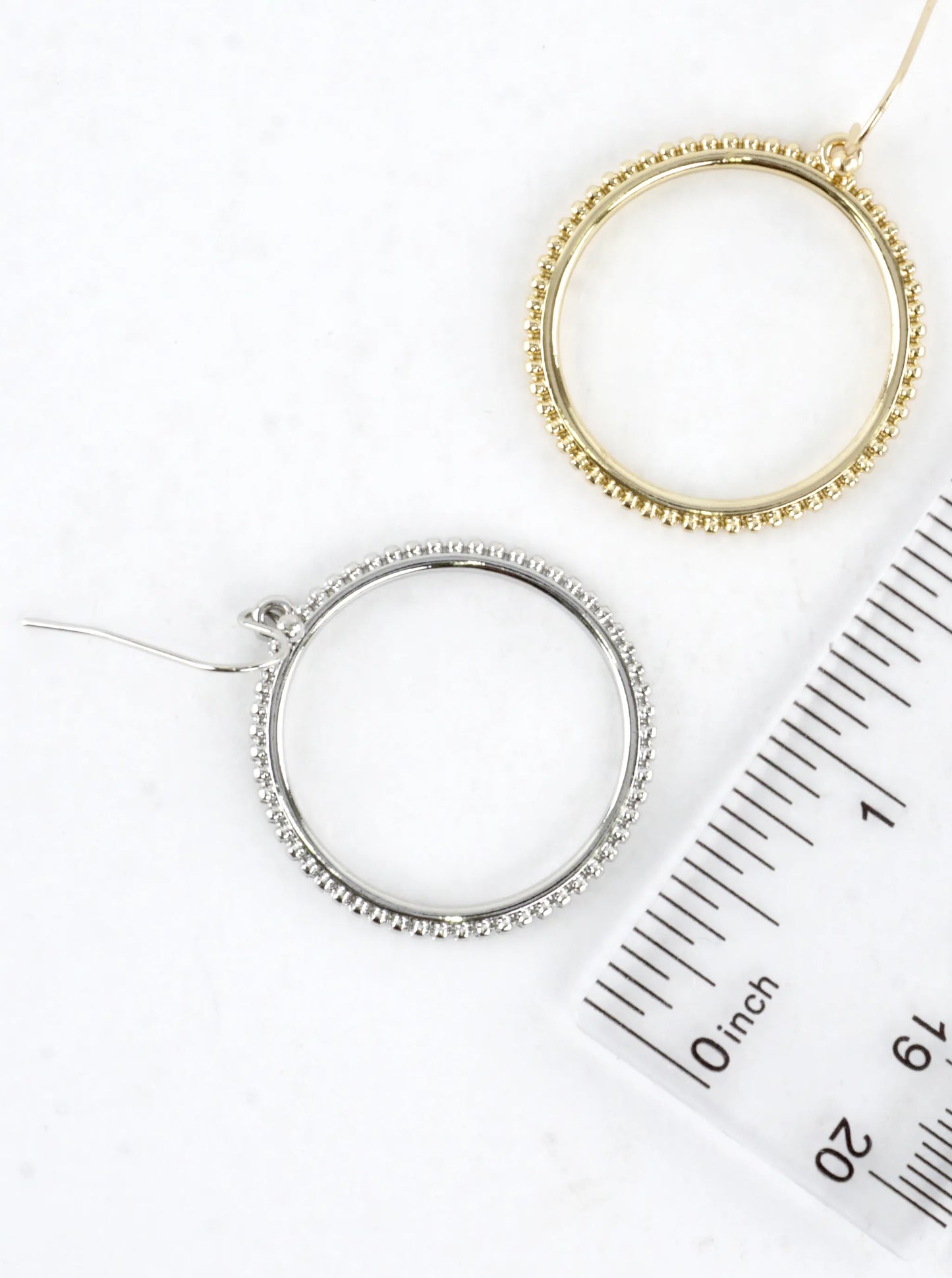 Textured Round Circle Drop Earrings