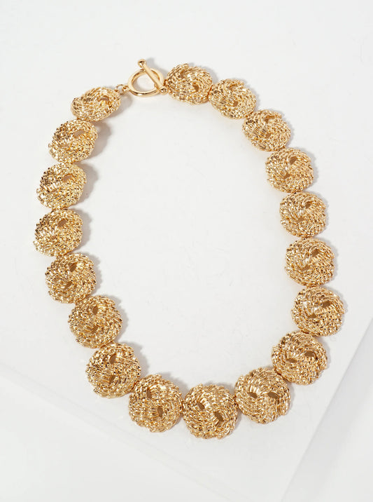 Textured Round Design Vintage Chain 17-inch Necklace With Toggle-Closure