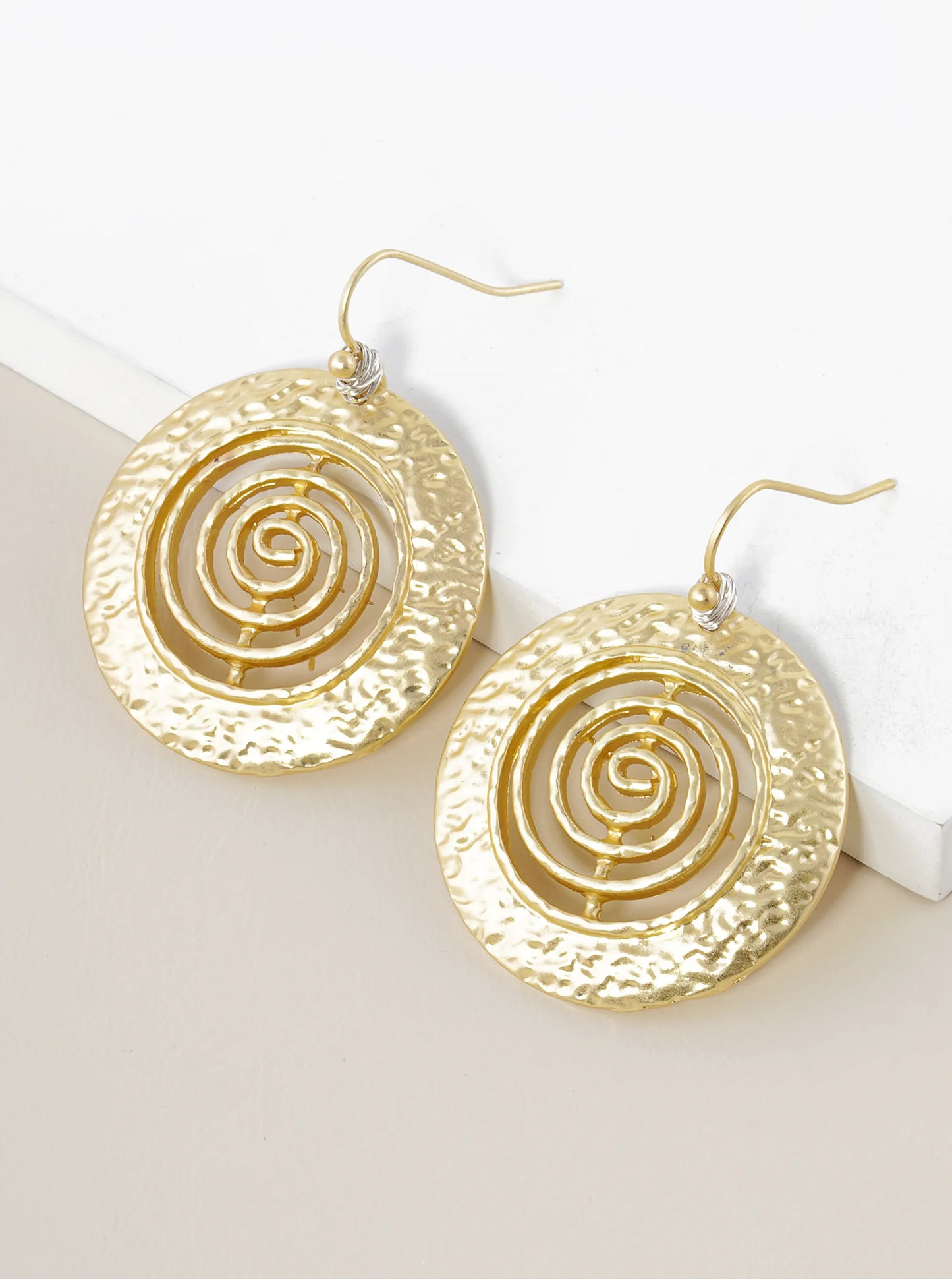 Textured Spiral Circle Drop Dangle Earrings