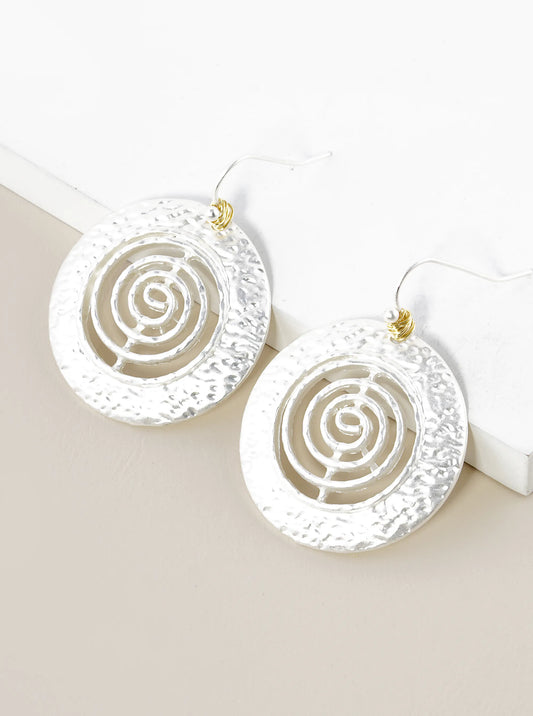 Textured Spiral Circle Drop Dangle Earrings