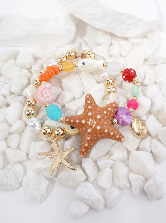 Textured Starfish Stretch Charm Bracelet