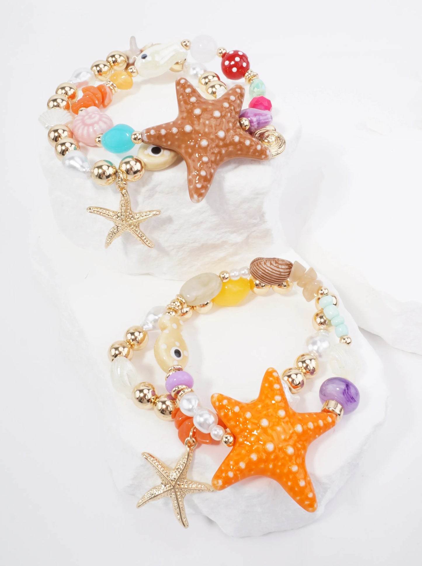 Textured Starfish Stretch Charm Bracelet