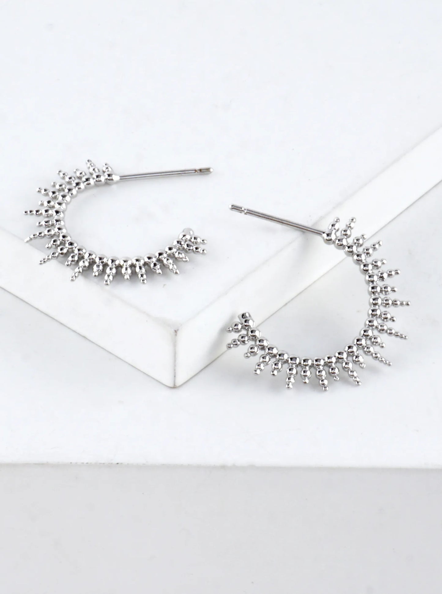 Textured Sunburst Brass Hoop Earrings
