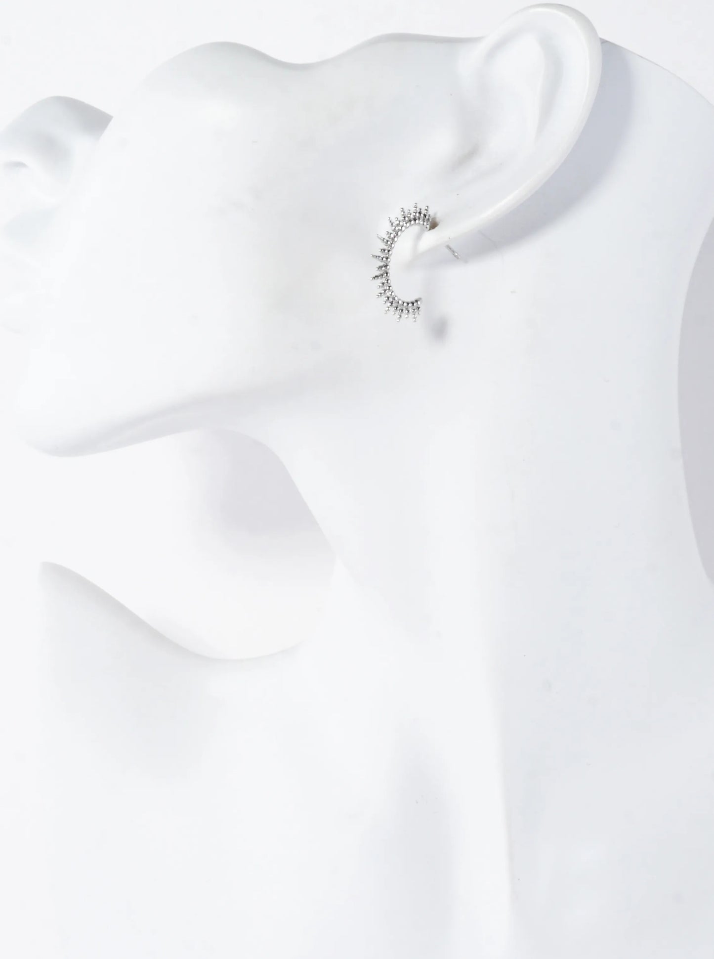 Textured Sunburst Brass Hoop Earrings