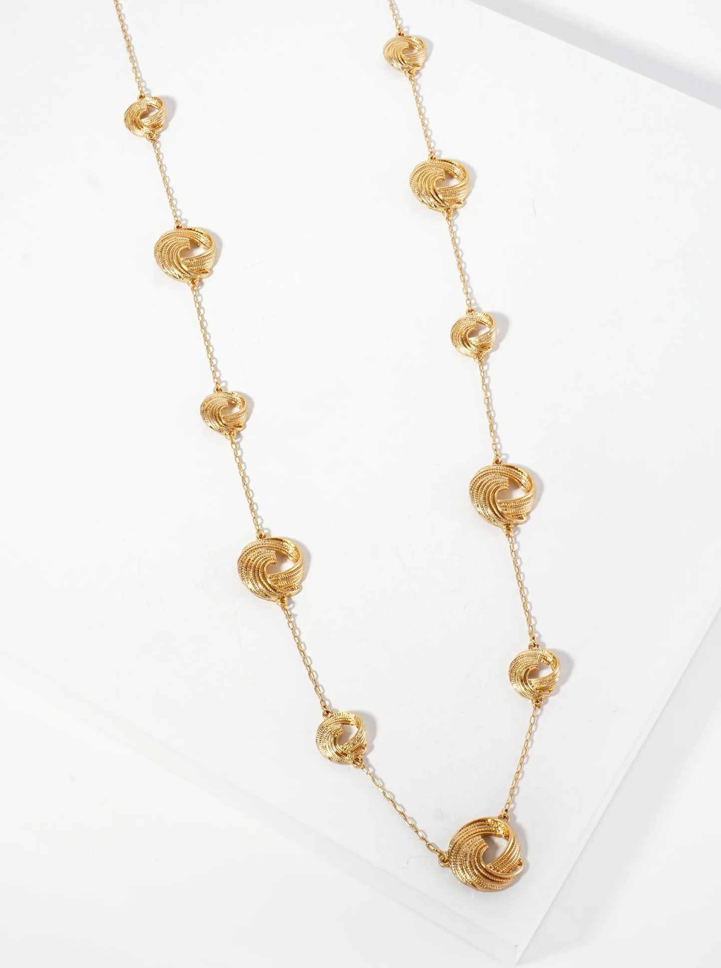 Textured Swirl 38-inch Long Station Necklace