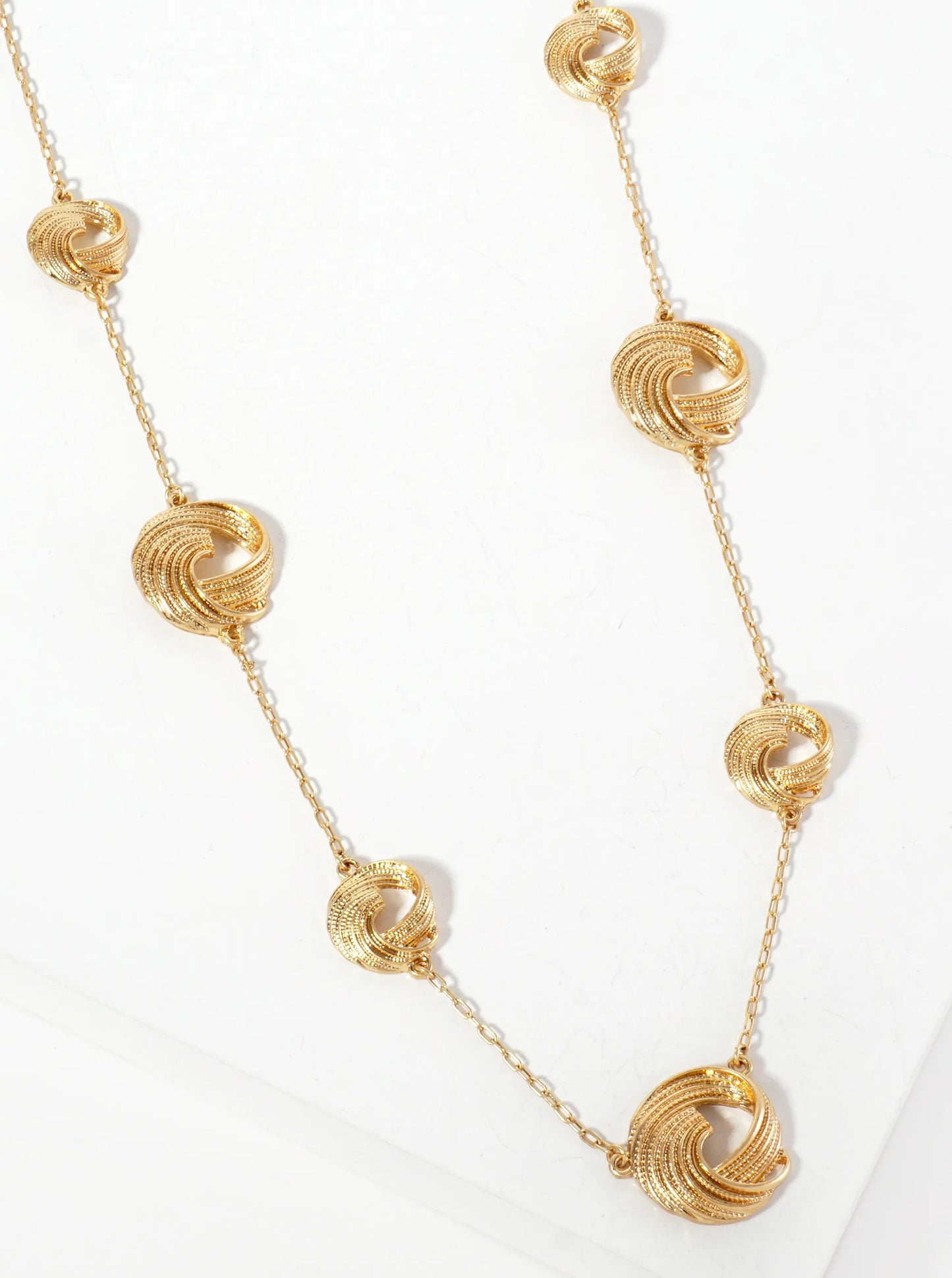 Textured Swirl 38-inch Long Station Necklace
