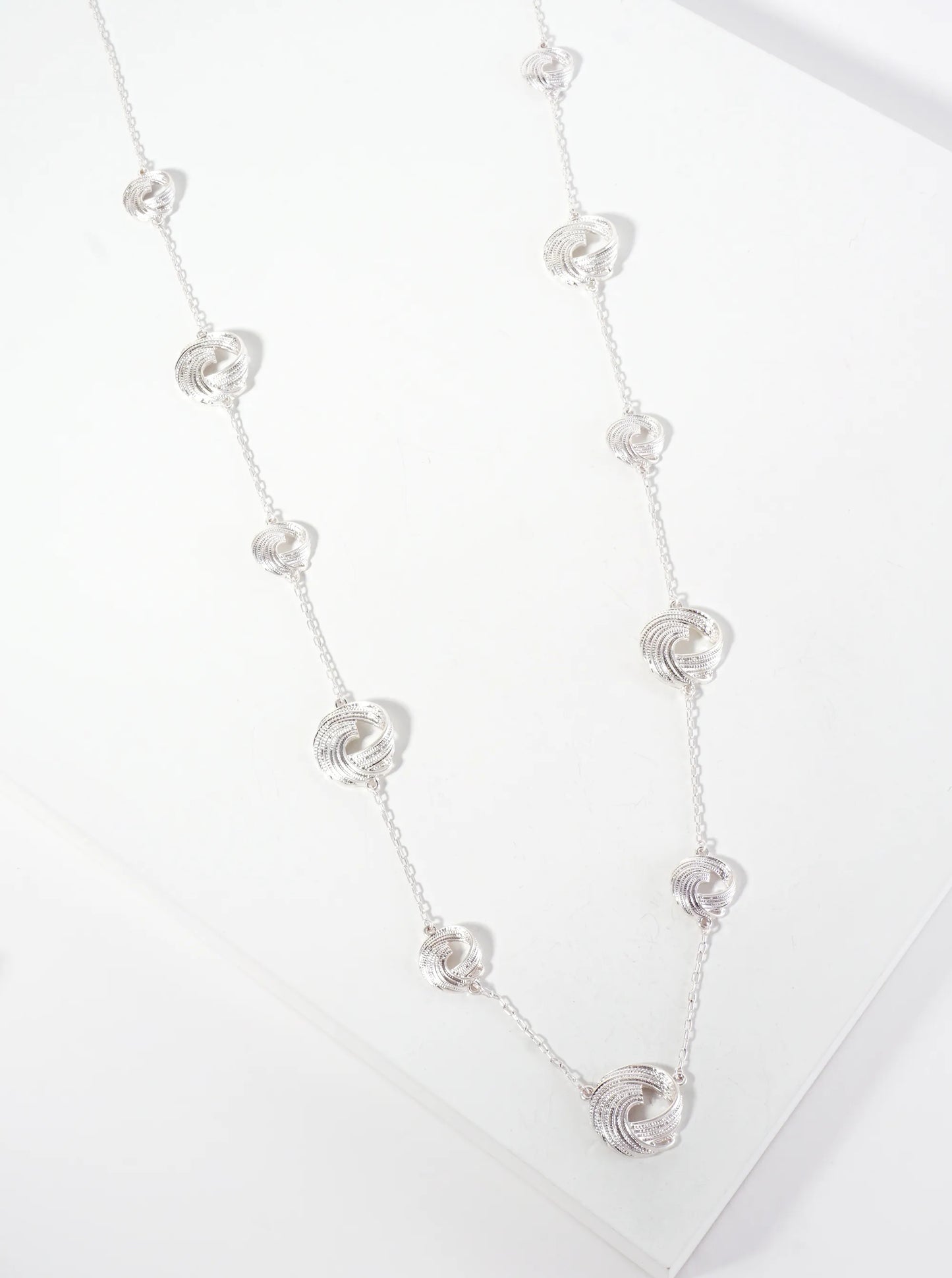 Textured Swirl 38-inch Long Station Necklace