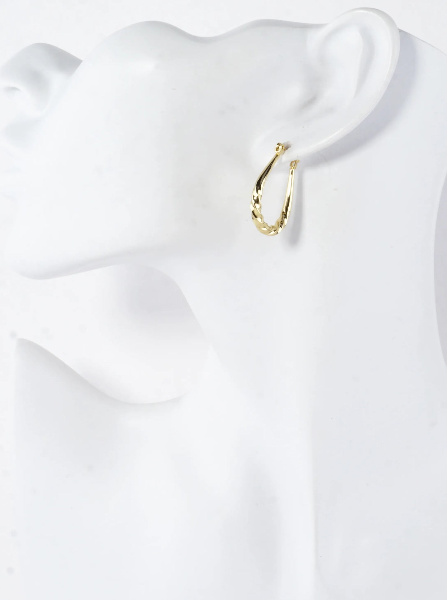 Textured Teardrop Shape Brass Huggie Earrings