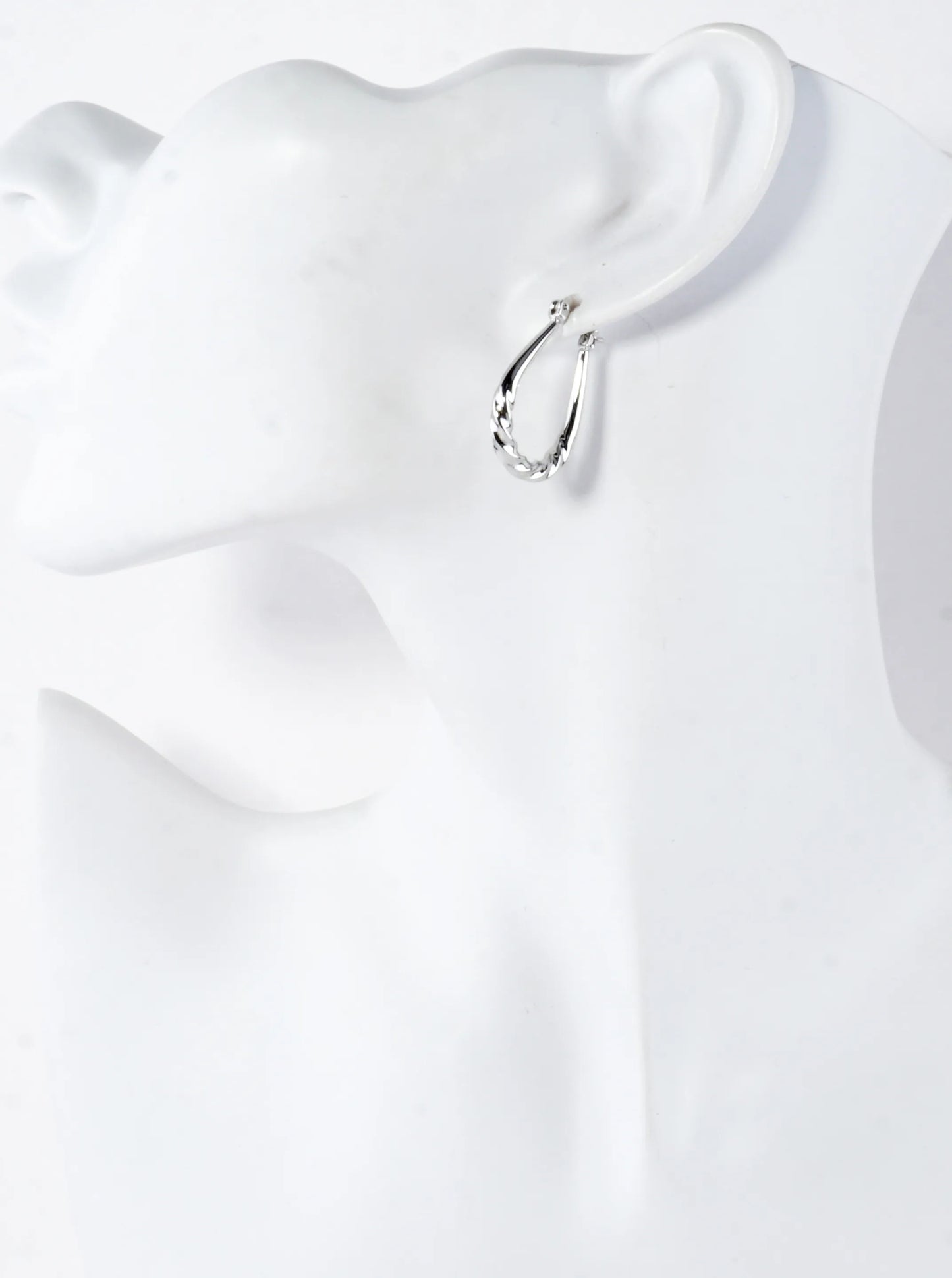 Textured Teardrop Shape Brass Huggie Earrings