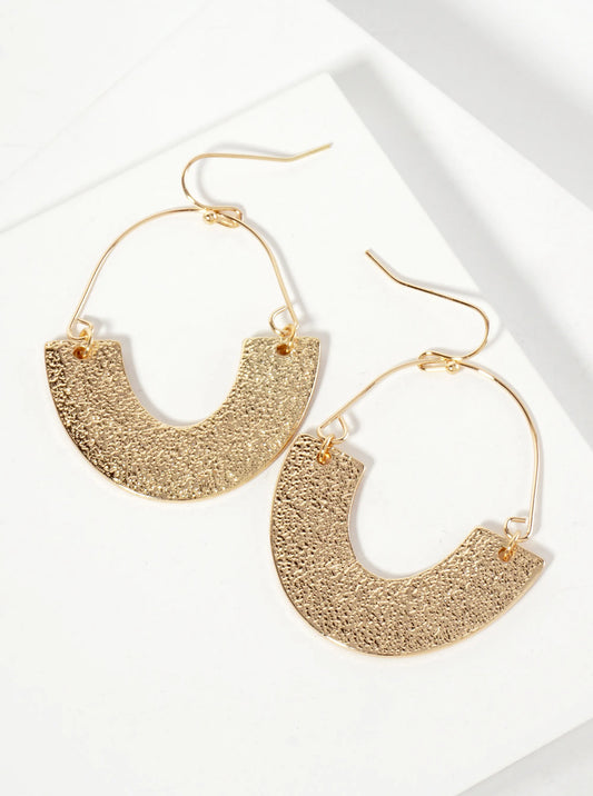 Textured U-Shaped Geometric Dangle Earrings