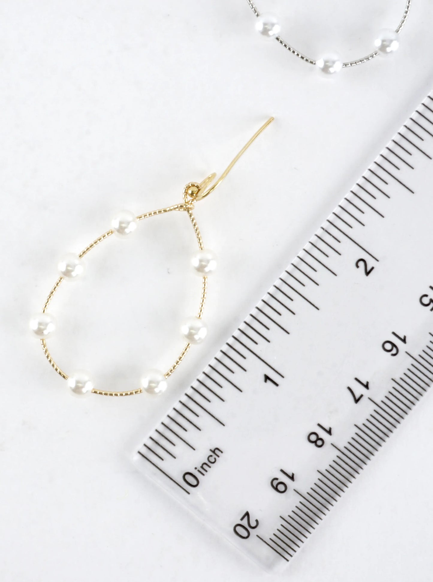 Textured Wire Station Pearl Drop Earrings