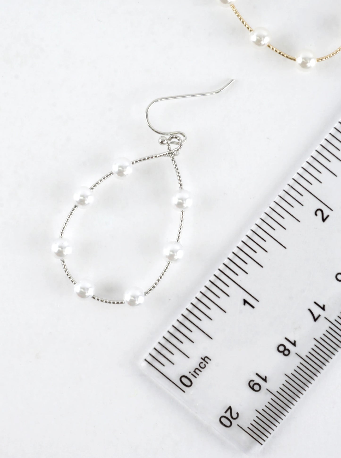 Textured Wire Station Pearl Drop Earrings