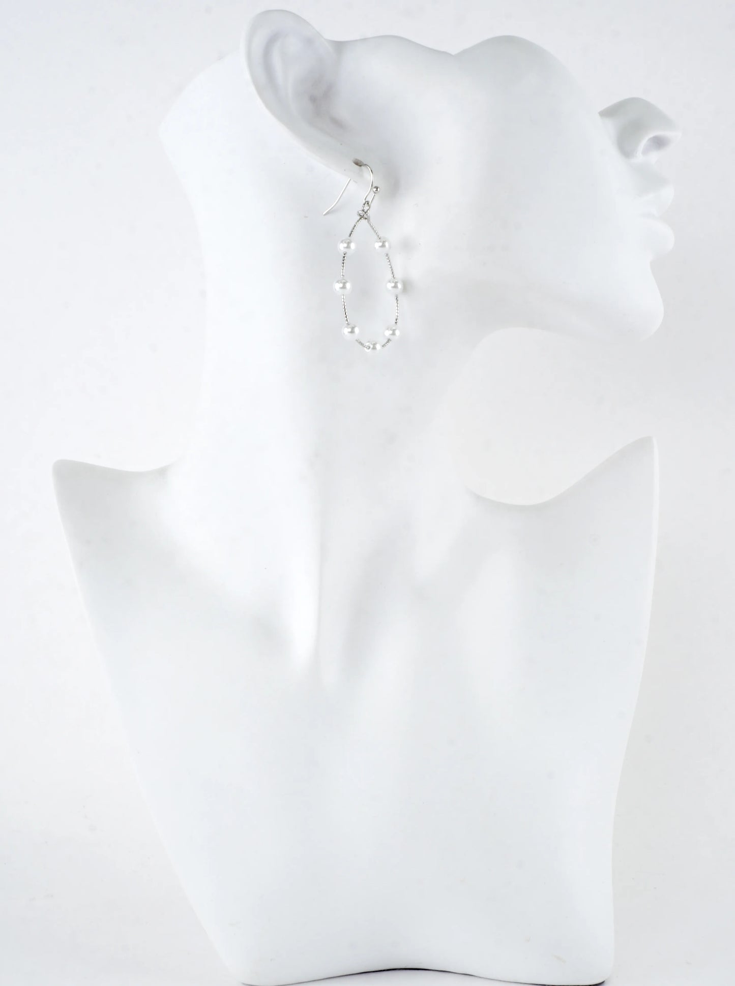 Textured Wire Station Pearl Drop Earrings