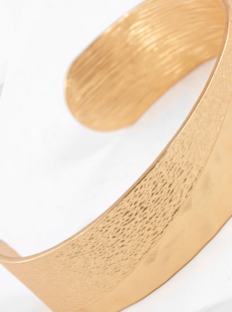 Textured Flat Metal Cuff Bracelet