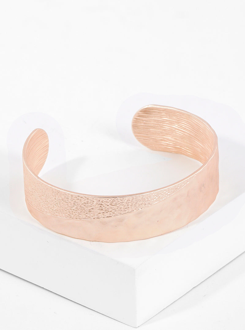 Textured Flat Metal Cuff Bracelet